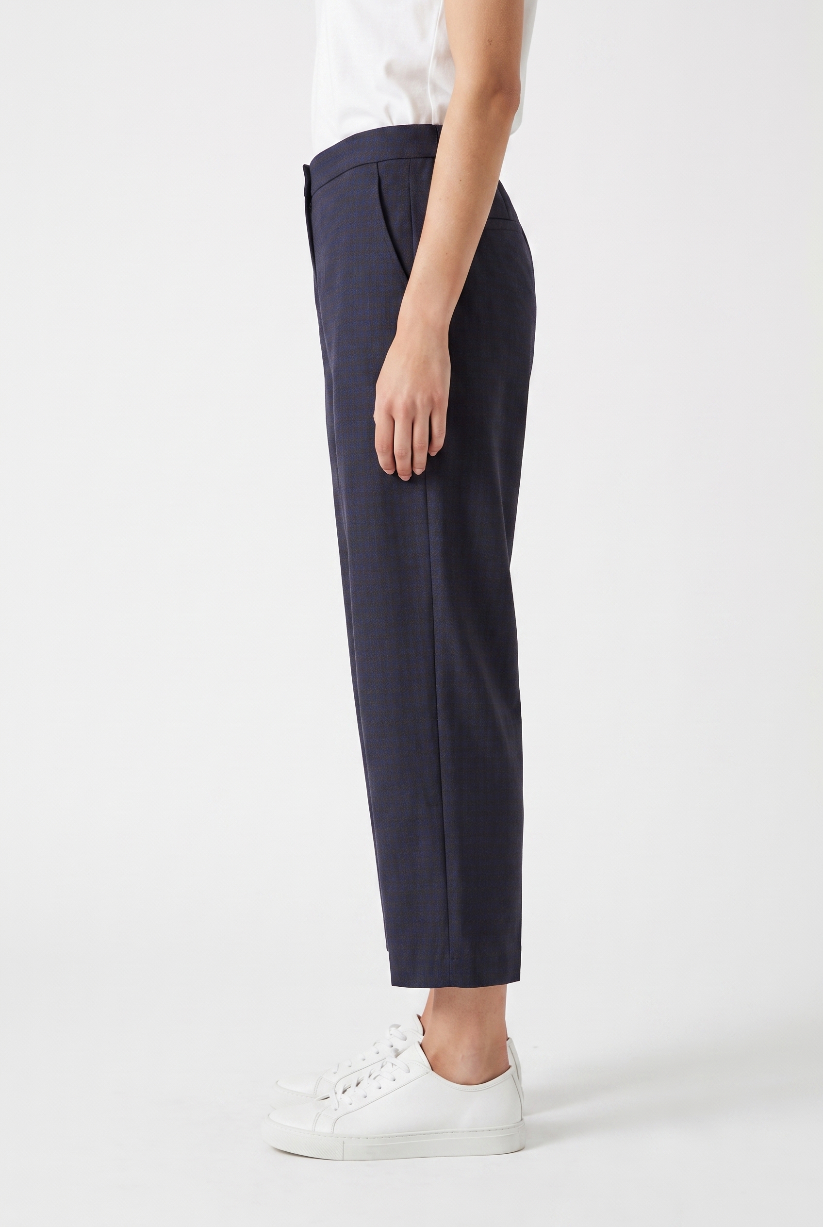 Trousers 6514 Blue Wool blend with gingham check
