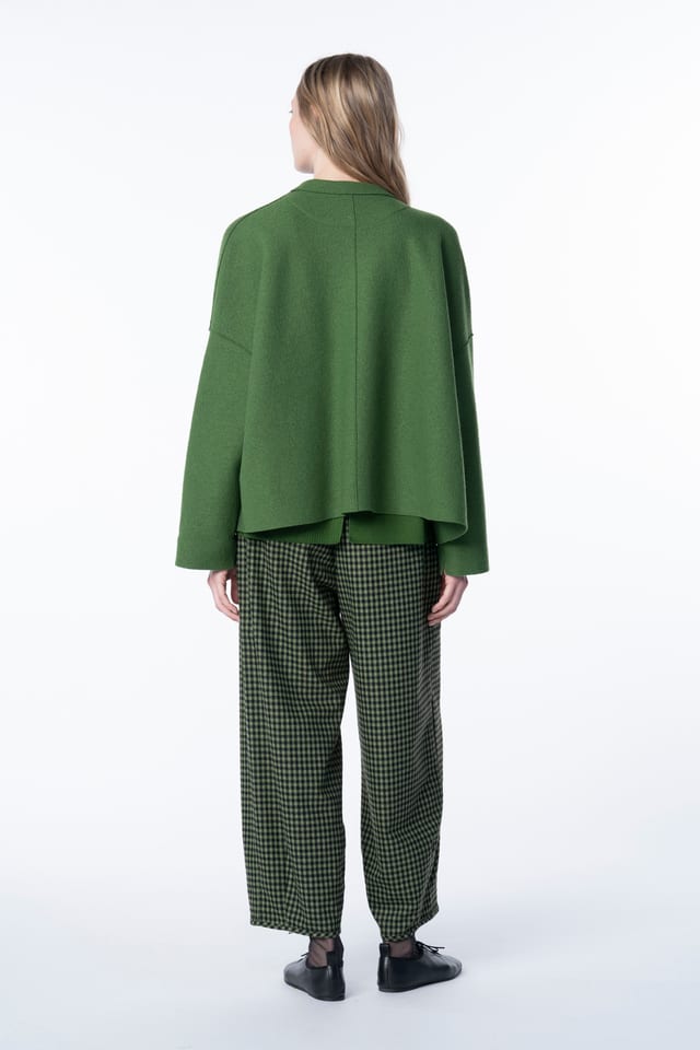 Trousers 6514 - Wool blend with gingham check - 660GREEN - 10260710514