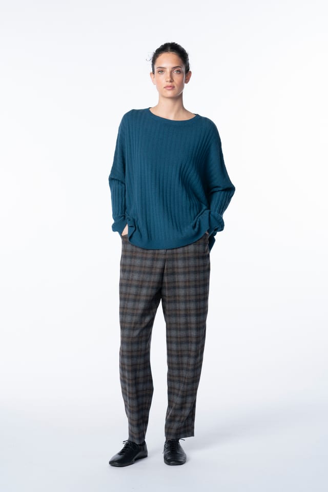 Trousers 6516 - Softly brushed wool blend - 890CHOCO - 10260710516