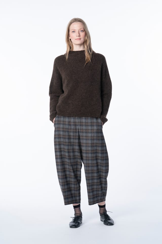 Trousers 6517 - Softly brushed wool blend - 890CHOCO - 10260710517