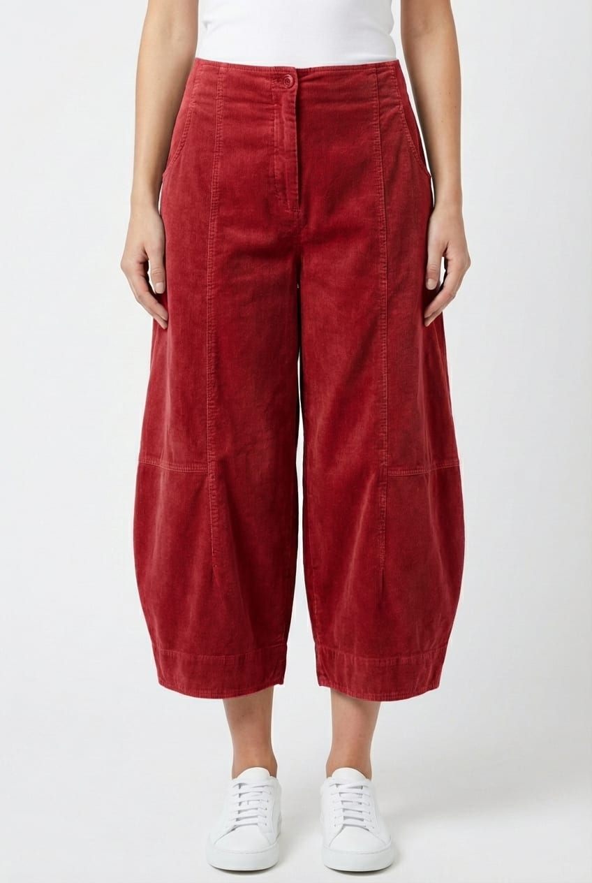 Trousers 6518 - Cotton needlecord with stretch - 352SCARLET - 10260710518