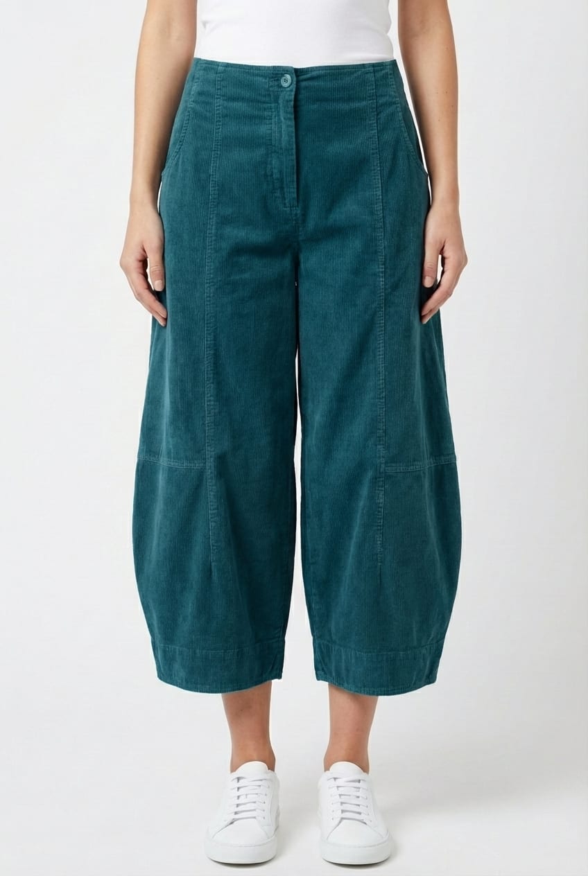 Trousers 6518 - Cotton needlecord with stretch - 582TEAL - 10260710518