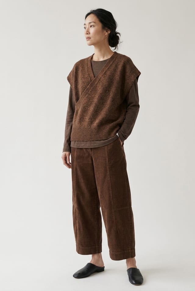 Trousers 6518 - Cotton needlecord with stretch - 862WOOD - 10260710518