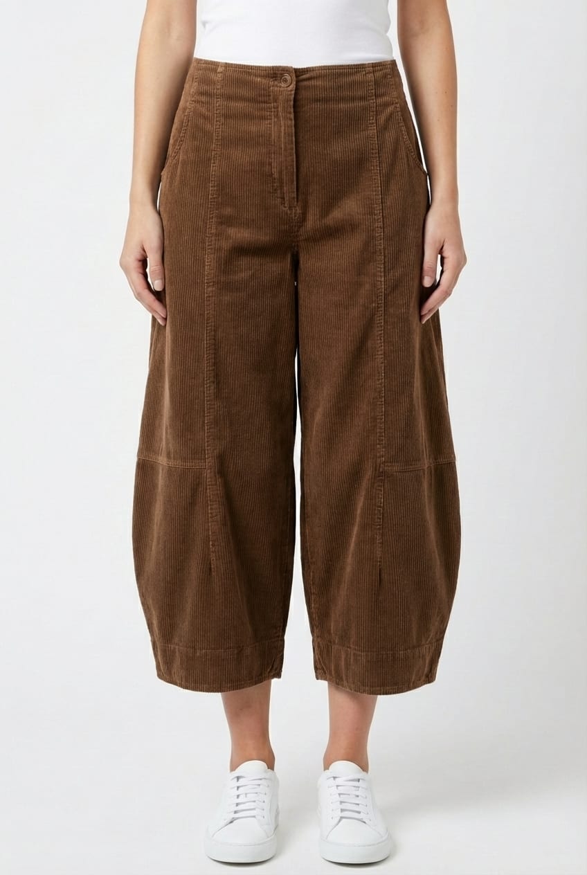 Trousers 6518 - Cotton needlecord with stretch - 862WOOD - 10260710518