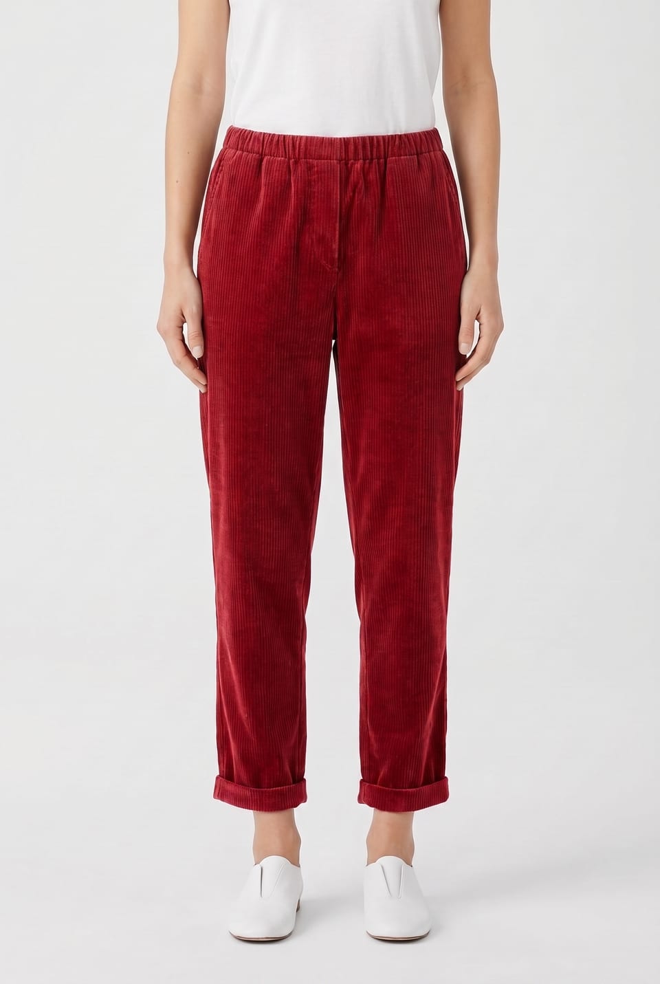 Pantalon 6519 - Cordon aiguilleté en coton extensible - 352SCARLET - 10260710519