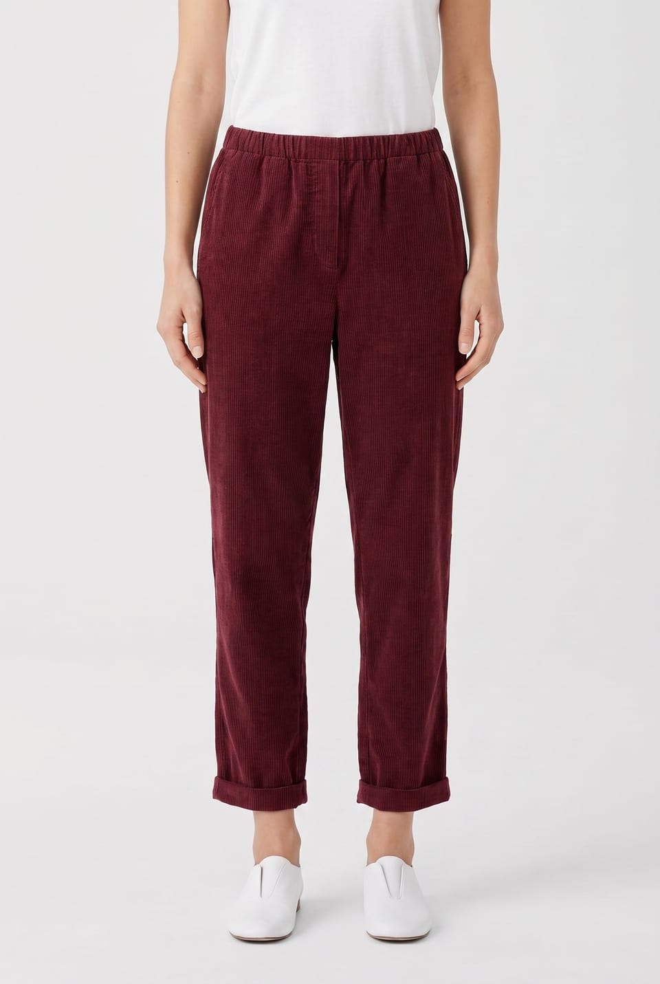 Pantalon 6519 - Cordon aiguilleté en coton extensible - 362SYRAH - 10260710519
