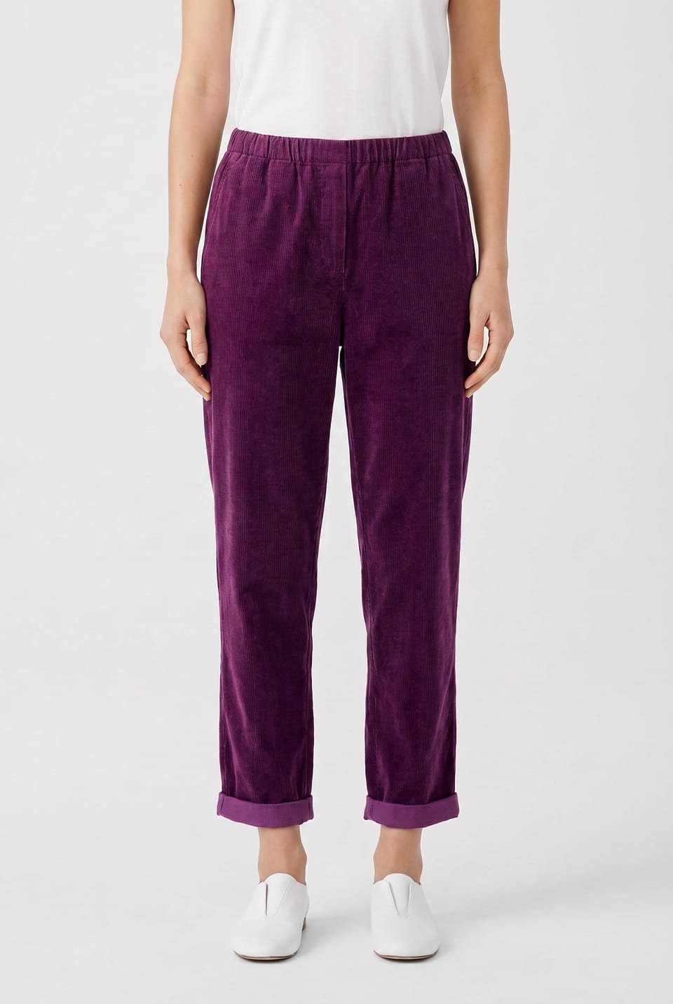 Pantalon 6519 - Cordon aiguilleté en coton extensible - 372AMETHYST - 10260710519