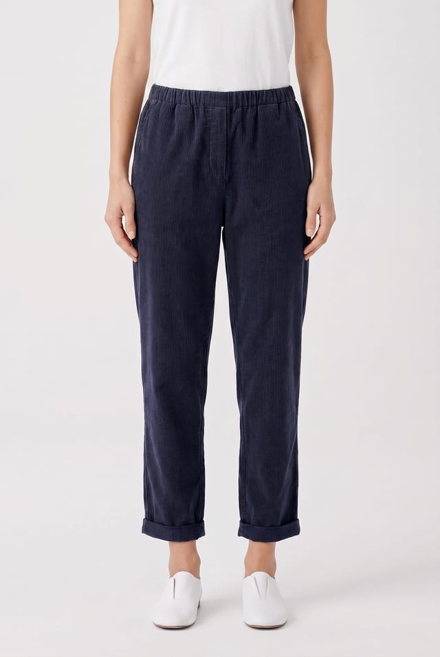 Pantalon 6519 - Cordon aiguilleté en coton extensible - 490NAVY - 10260710519