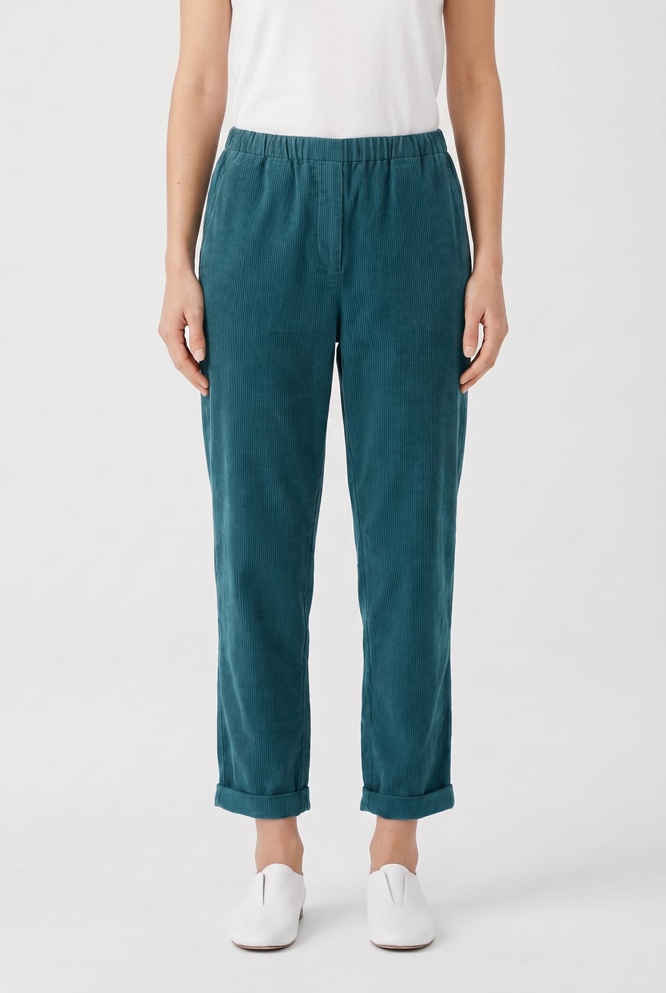 Pantalon 6519 - Cordon aiguilleté en coton extensible - 582TEAL - 10260710519