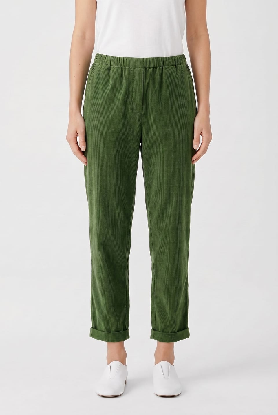 Pantalon 6519 - Cordon aiguilleté en coton extensible - 662GREEN - 10260710519