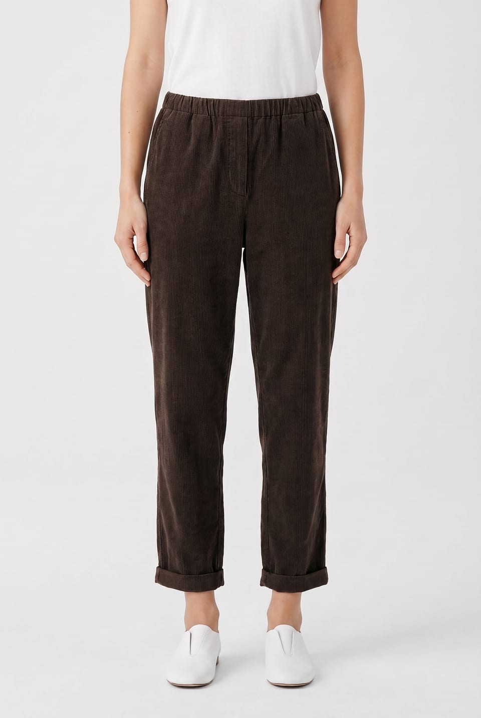 Pantalon 6519 - Cordon aiguilleté en coton extensible - 892CHOCO - 10260710519
