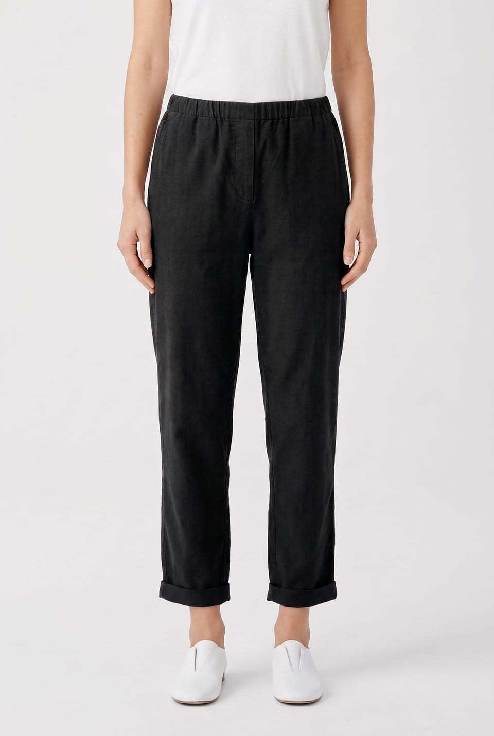 Pantalon 6519 - Cordon aiguilleté en coton extensible - 990BLACK - 10260710519