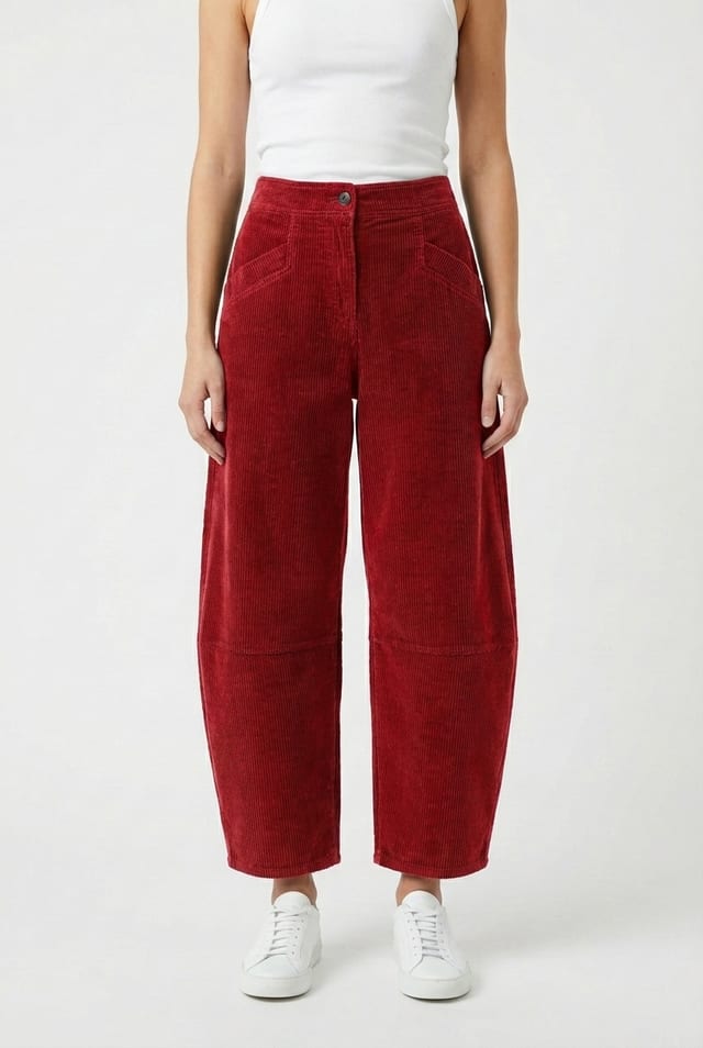 Kalhoty 6521 - Čistý bavlněný manšestr - 352SCARLET - 10260710521