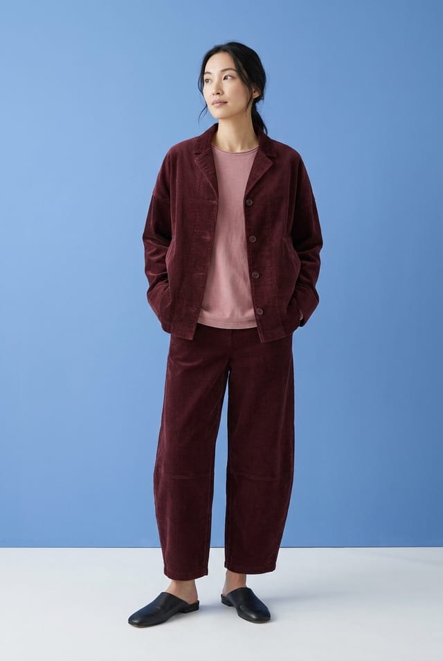 Trousers 6521 - Pure cotton corduroy - 362SYRAH - 10260710521