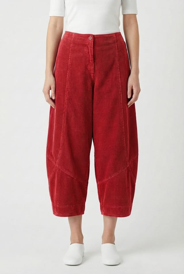 Trousers 6523 - Pure cotton corduroy - 352SCARLET - 10260710523