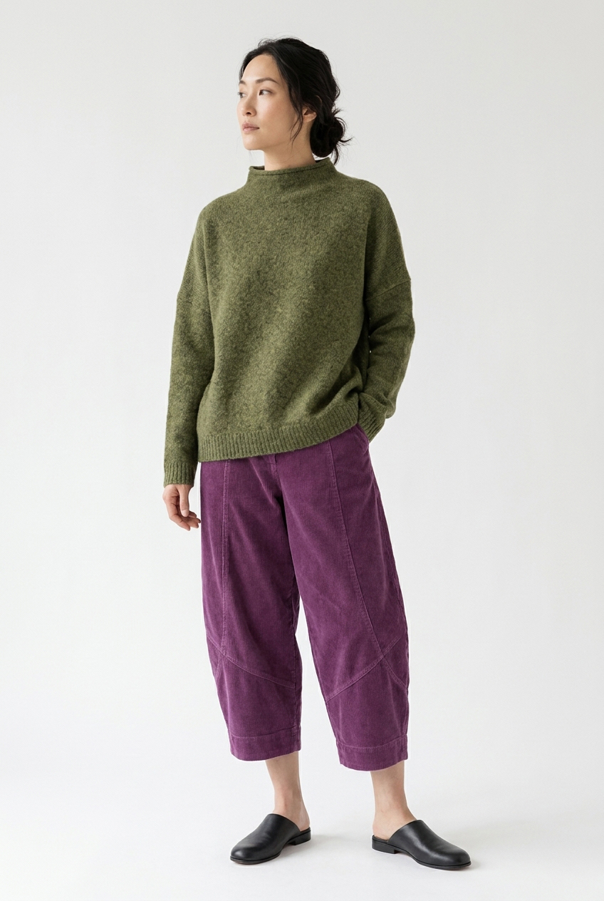 Trousers 6523 372AMETHYST Pure cotton corduroy