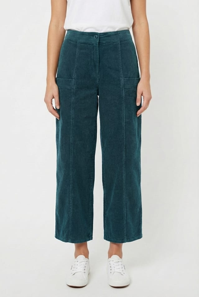Pantalon 6524 - velours côtelé en pur coton - 582TEAL - 10260710524