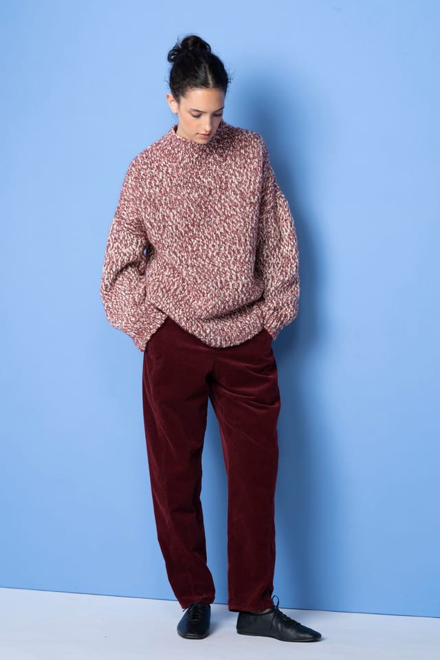 Trousers 6525 - Pure cotton corduroy - 362SYRAH - 10260710525