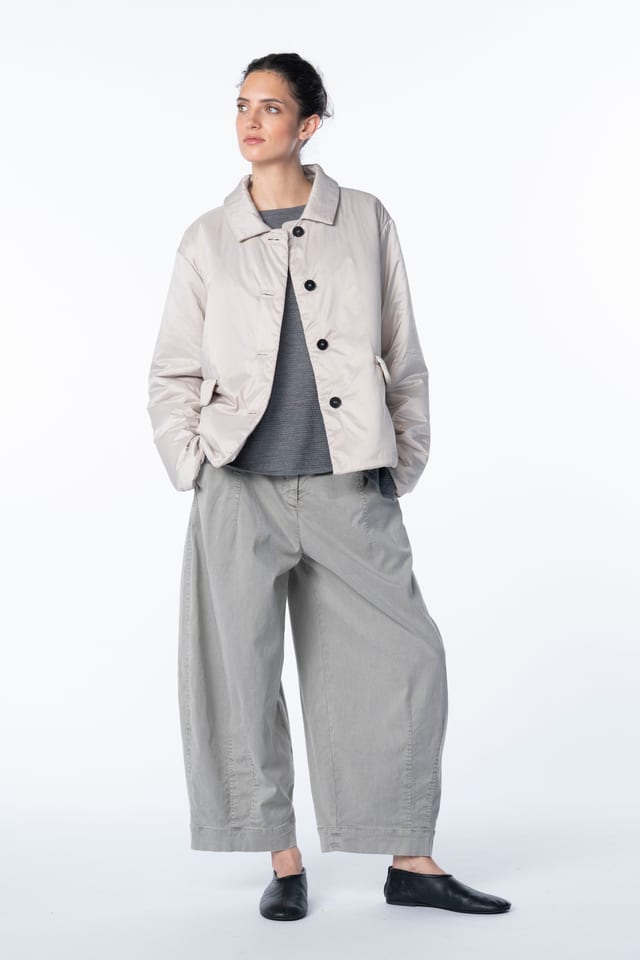 Trousers 6528 - Cotton lyocell moleskin with stretch - 122ECRU - 10260710528