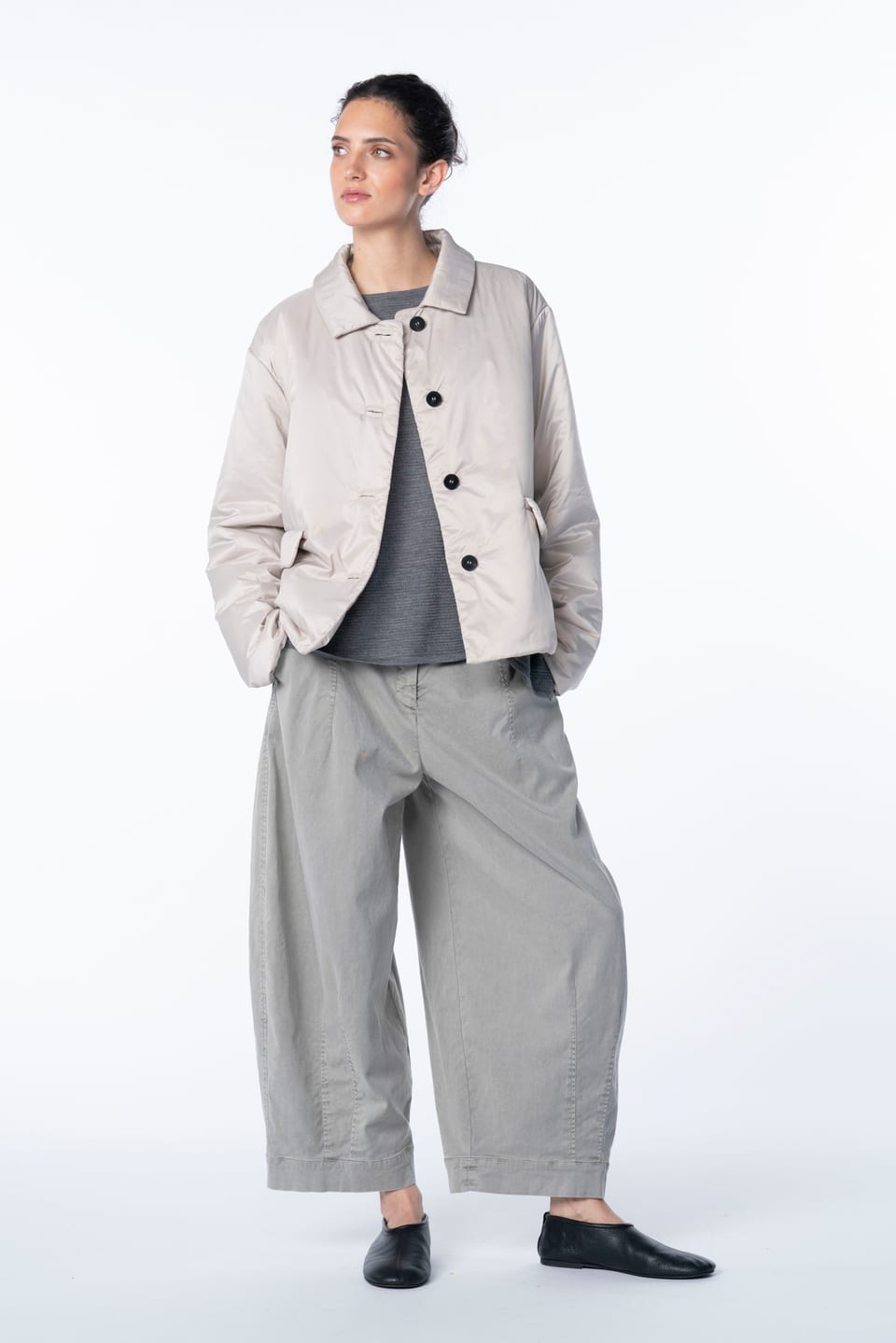 Trousers 6528 - Cotton lyocell moleskin with stretch - 122ECRU - 10260710528