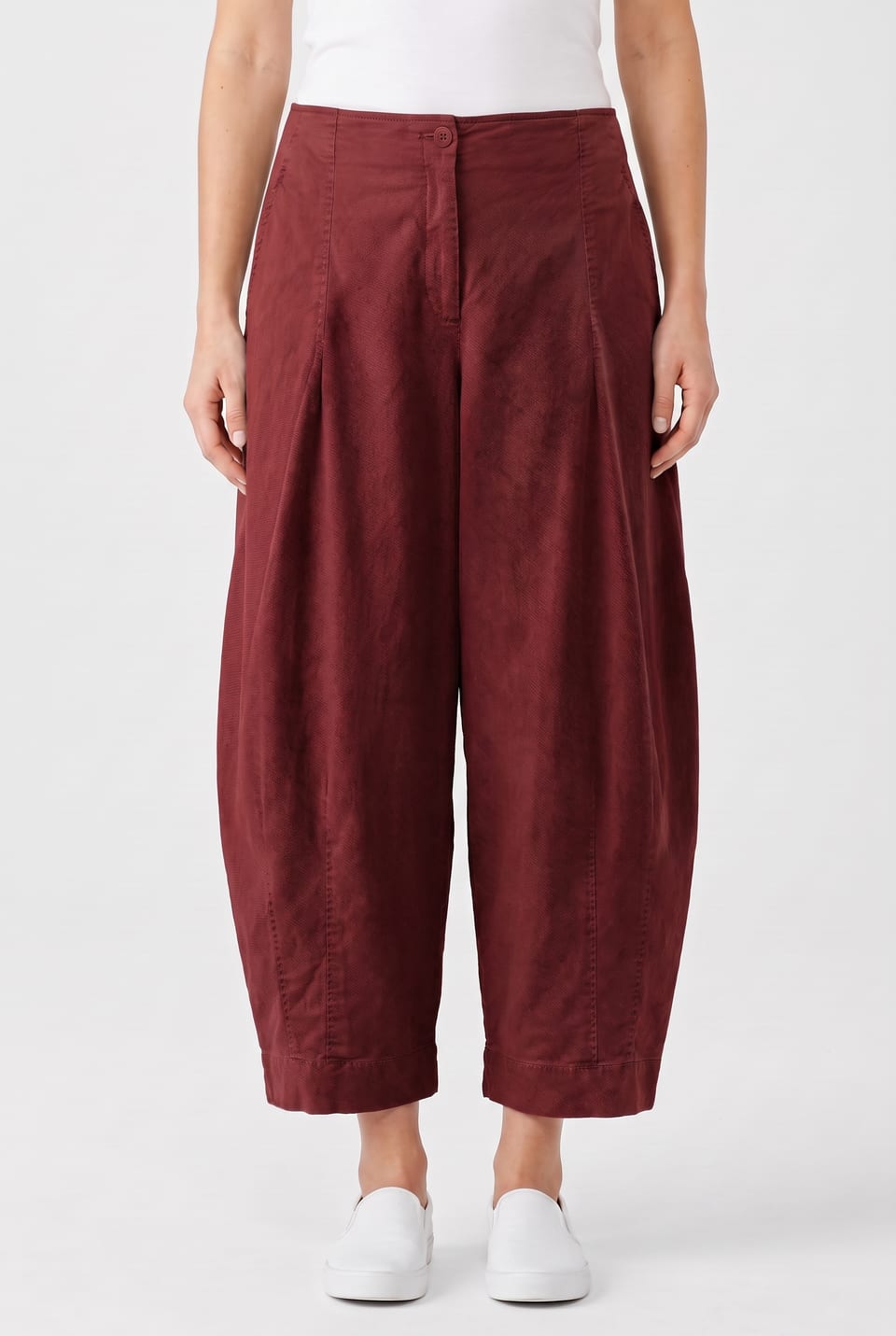 Trousers 6528 - Cotton lyocell moleskin with stretch - 362SYRAH - 10260710528