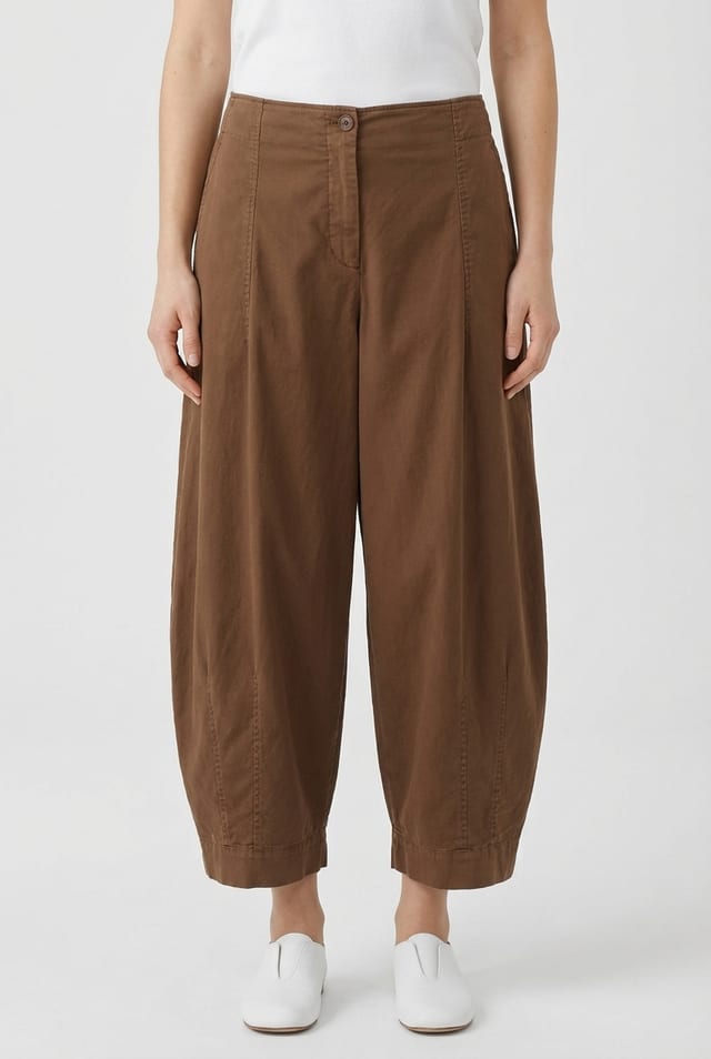 Trousers 6528 - Bavlněný lyocell moleskin s elastickým lemem - 862WOOD - 10260710528