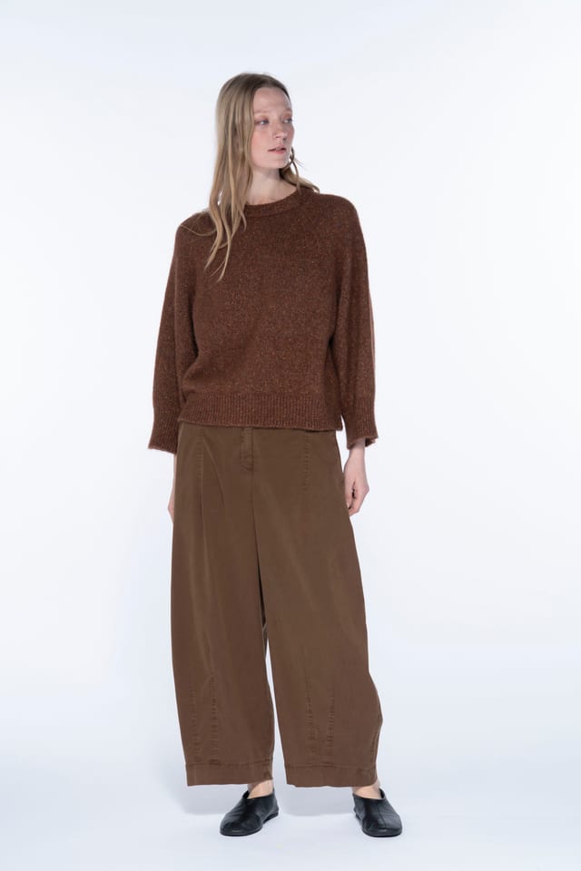 Trousers 6528 - Cotton lyocell moleskin with stretch - 862WOOD - 10260710528