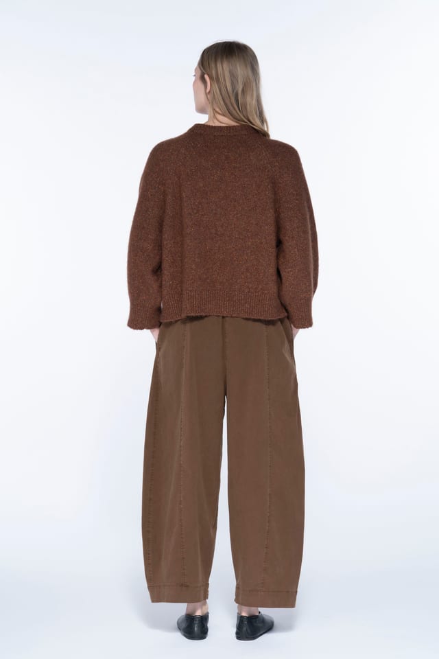 Trousers 6528 - Cotton lyocell moleskin with stretch - 862WOOD - 10260710528