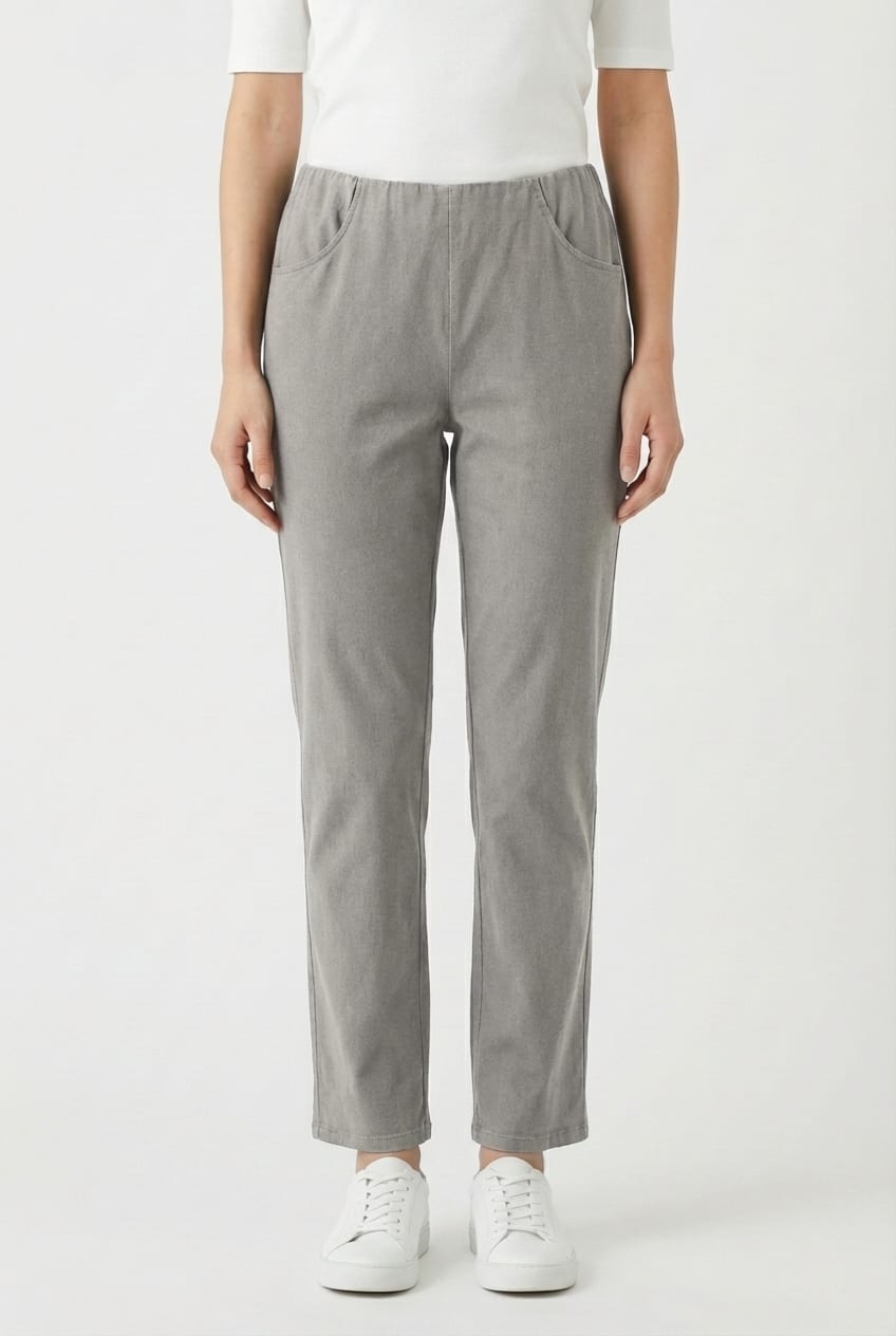 Trousers 6529 - Cotton lyocell moleskin with stretch - 122ECRU - 10260710529
