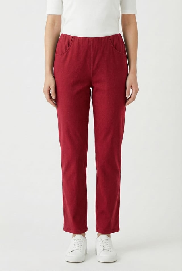 Trousers 6529 - Cotton lyocell moleskin with stretch - 352SCARLET - 10260710529