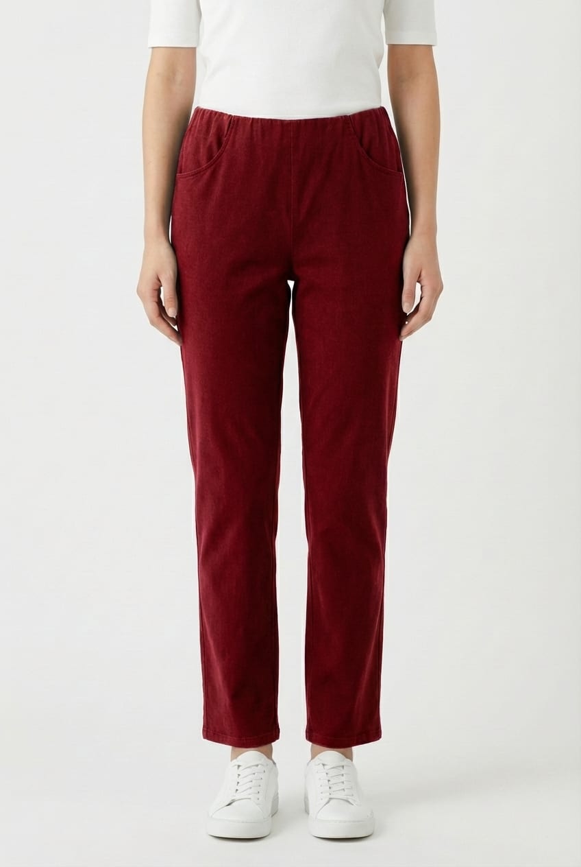Trousers 6529 - Cotton lyocell moleskin with stretch - 362SYRAH - 10260710529