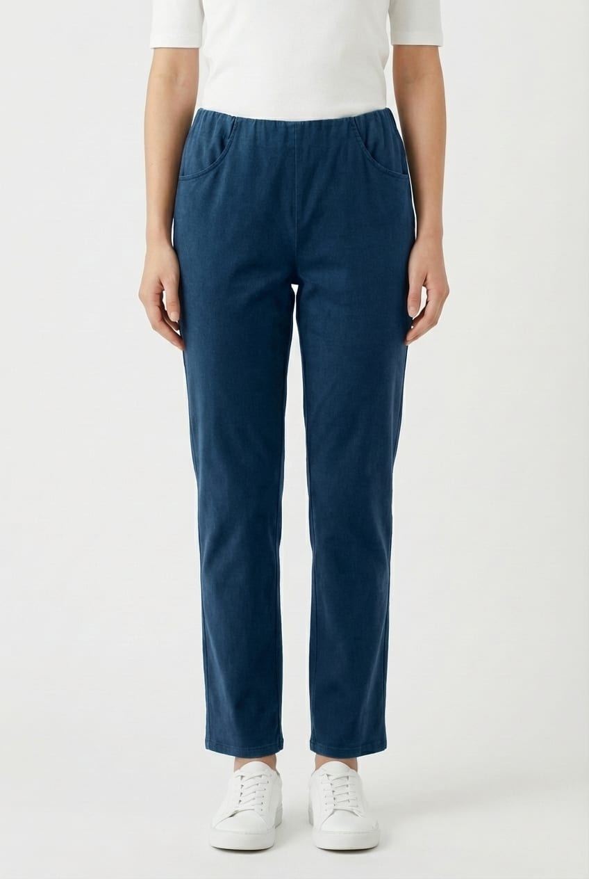 Trousers 6529 - Cotton lyocell moleskin with stretch - 452LAKE - 10260710529
