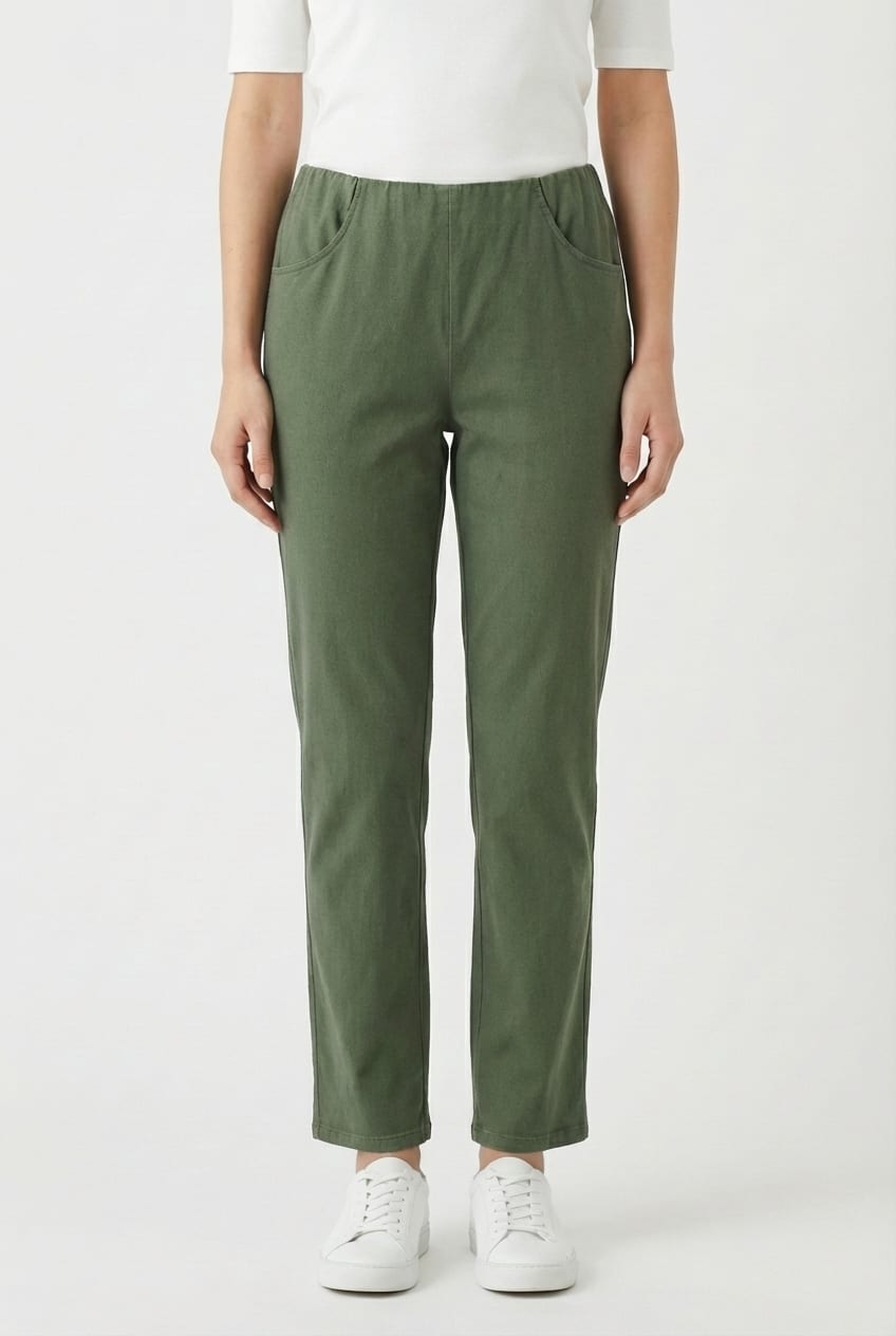 Trousers 6529 - Cotton lyocell moleskin with stretch - 642MYRTLE - 10260710529