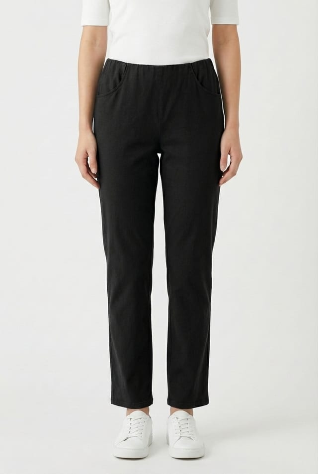 Trousers 6529 - Cotton lyocell moleskin with stretch - 990BLACK - 10260710529