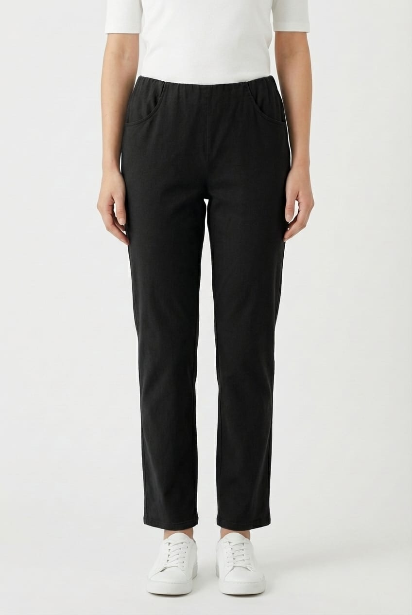 Trousers 6529 - Cotton lyocell moleskin with stretch - 990BLACK - 10260710529