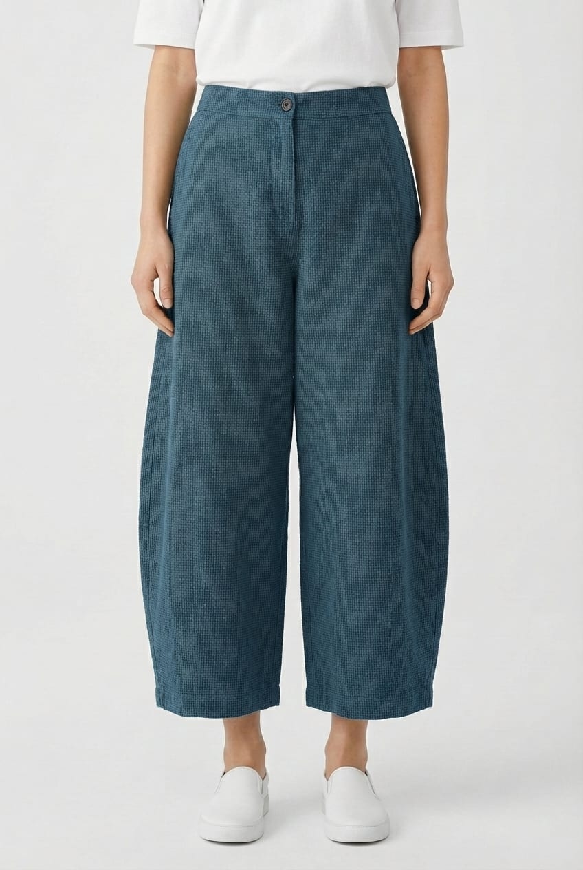 Trousers 6530 - Dobby cotton check - 450LAKE - 10260710530