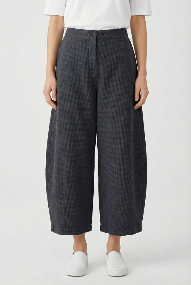 Trousers 6530 - Dobby cotton check - 490NAVY - 10260710530