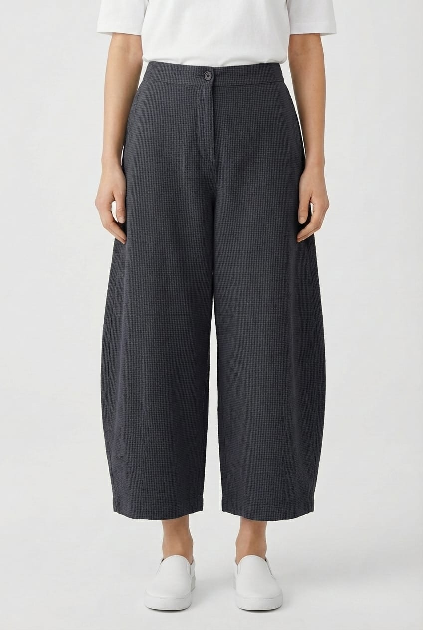 Trousers 6530 - Dobby cotton check - 490NAVY - 10260710530