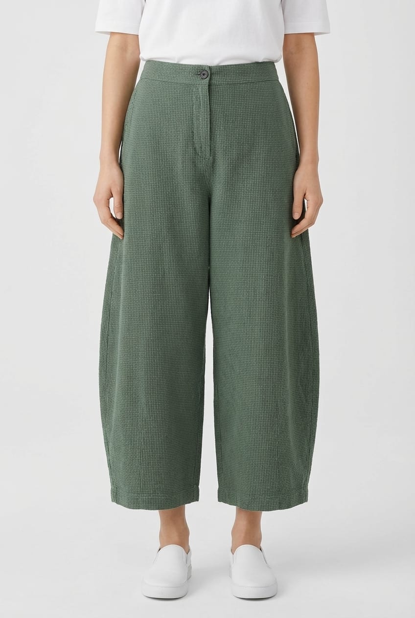 Trousers 6530 - Dobby cotton check - 640MYRTLE - 10260710530