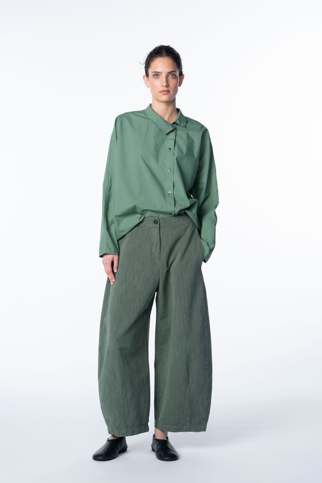 Trousers 6530 - Dobby cotton check - 640MYRTLE - 10260710530