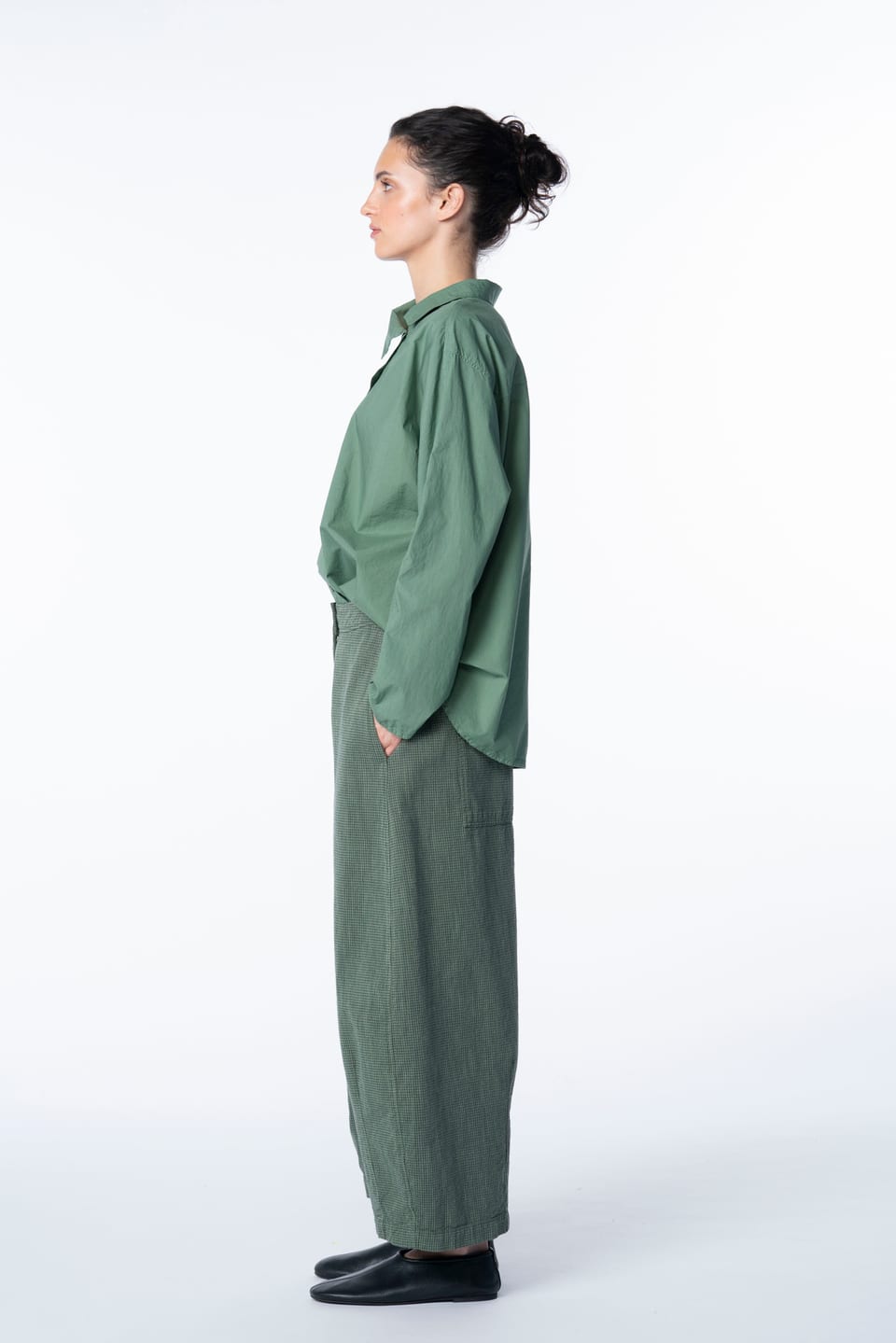 Trousers 6530 - Dobby cotton check - 640MYRTLE - 10260710530
