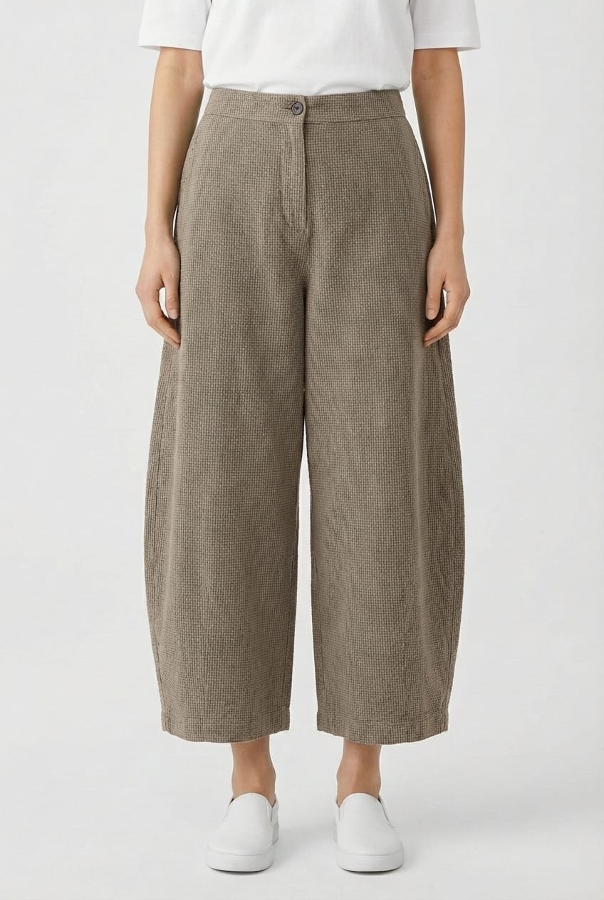 Trousers 6530 - Dobby cotton check - 830INCENSE - 10260710530