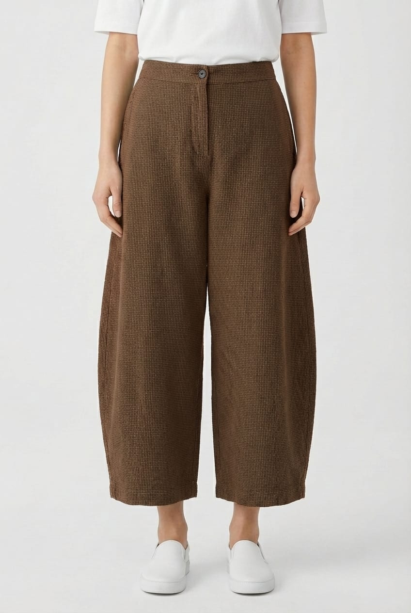 Trousers 6530 - Dobby cotton check - 860WOOD - 10260710530