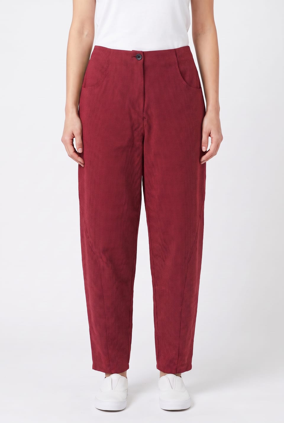 Trousers 6531 - Dobby cotton check - 350SCARLET - 10260710531