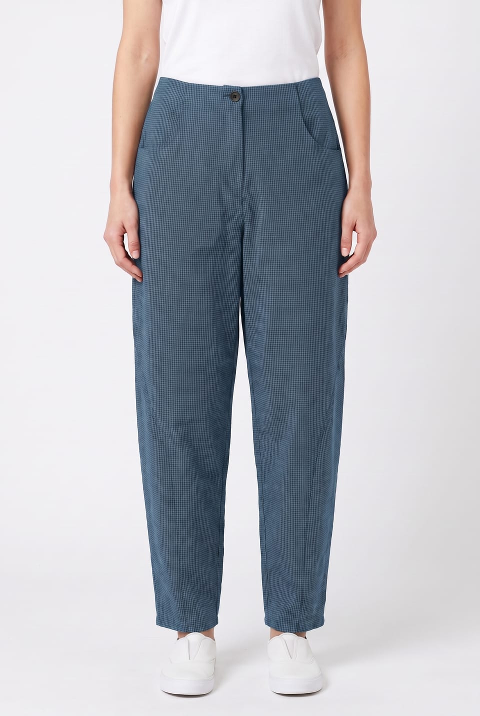 Trousers 6531 - Dobby cotton check - 450LAKE - 10260710531