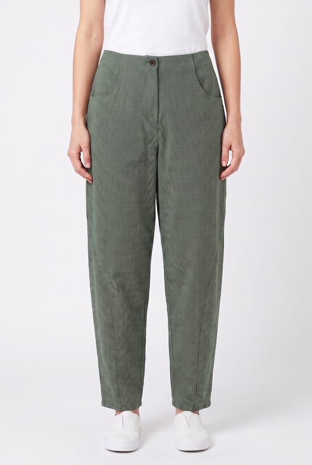 Trousers 6531 - Dobby cotton check - 640MYRTLE - 10260710531