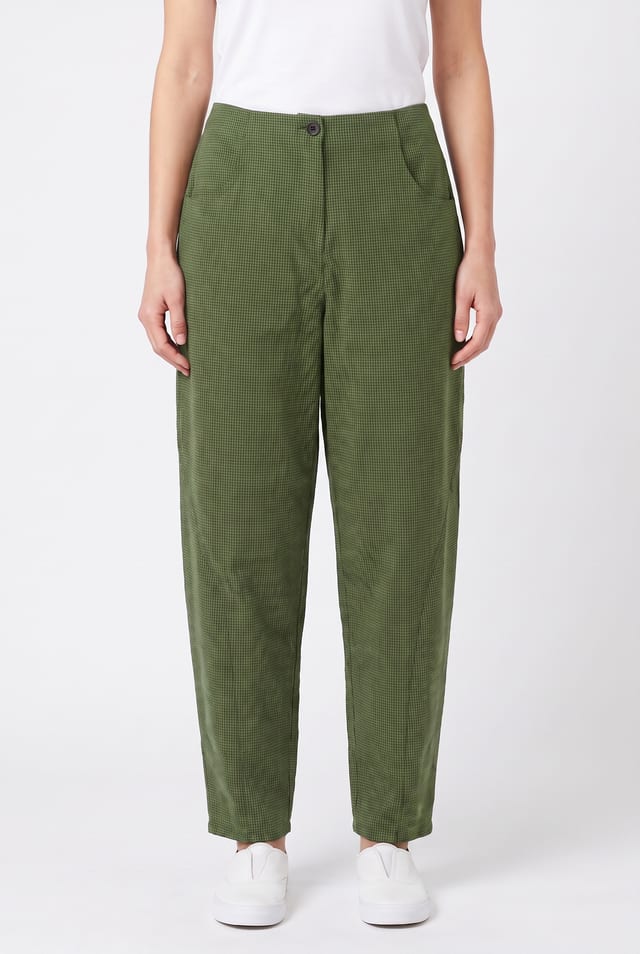 Trousers 6531 - Dobby cotton check - 660GREEN - 10260710531