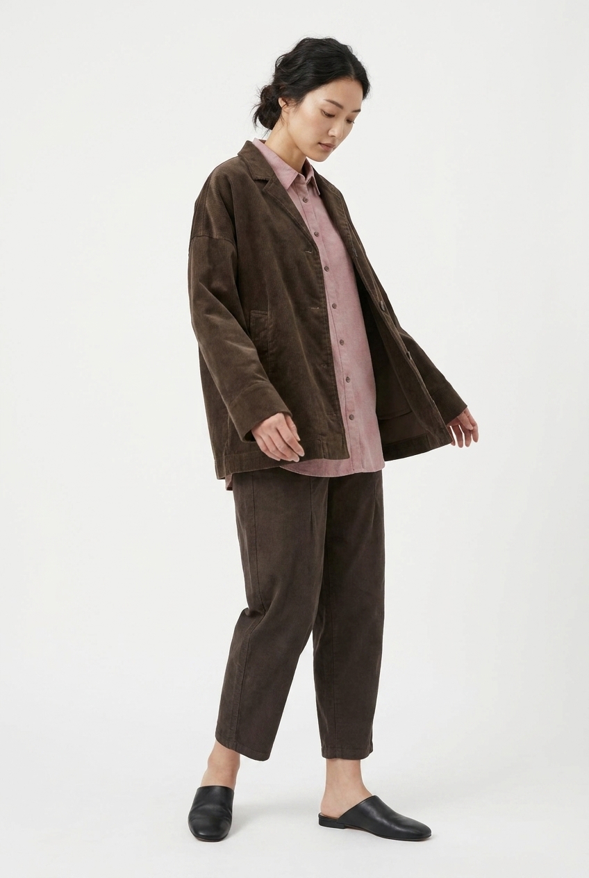 Trousers 6532 892CHOCO Brushed cotton with a fine texture