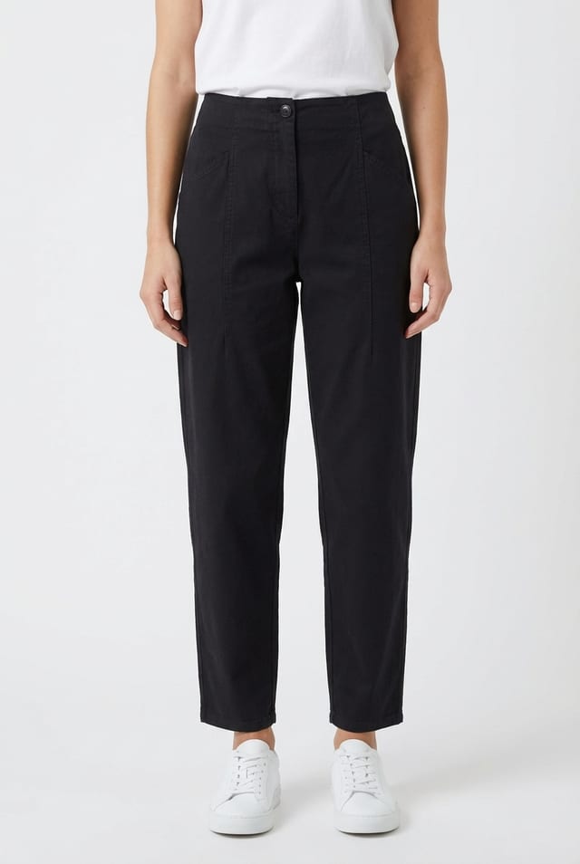 Trousers 6532 - Brushed cotton with a fine texture - 990BLACK - 10260710532