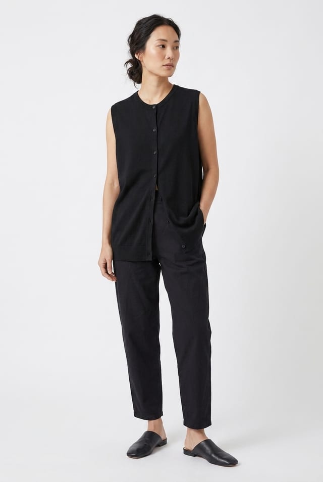 Trousers 6532 - Brushed cotton with a fine texture - 990BLACK - 10260710532